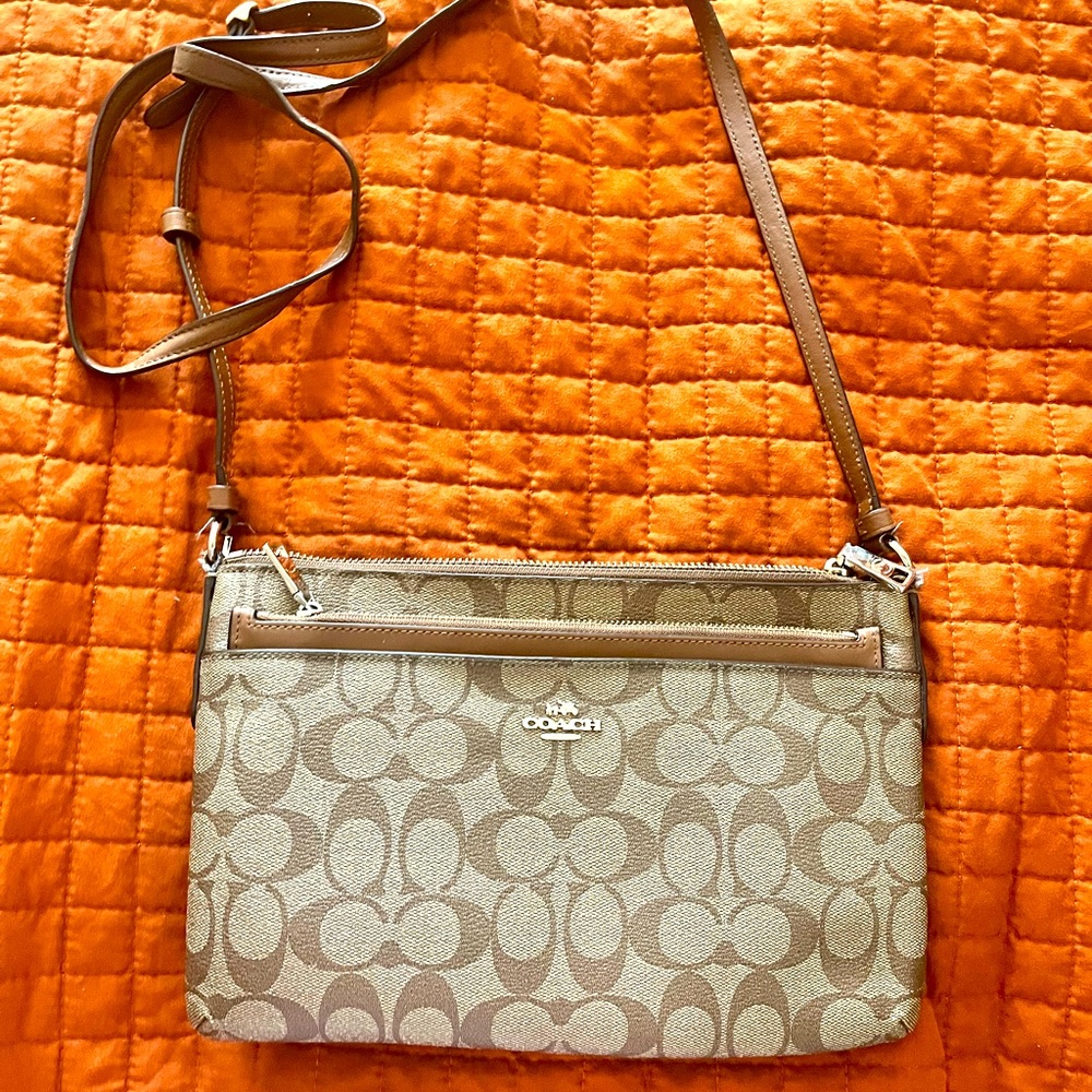 Small Coach logo Shoulder Bag includes flat wallet